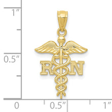 Load image into Gallery viewer, 10k Diamond-cut Polished RN Nurse Pendant
