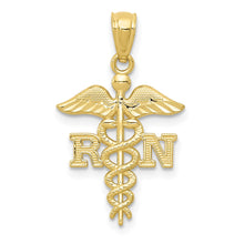 Load image into Gallery viewer, 10k Diamond-cut Polished RN Nurse Pendant

