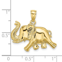 Load image into Gallery viewer, 10K 2-D Elephant Running w/ Raised Trunk Charm
