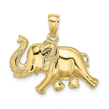 Load image into Gallery viewer, 10K 2-D Elephant Running w/ Raised Trunk Charm
