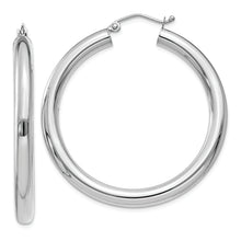 Load image into Gallery viewer, 10K White Gold Polished 4mm Tube Hoop Earrings
