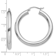 Load image into Gallery viewer, 10K White Gold Polished 4mm Tube Hoop Earrings
