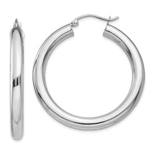 Load image into Gallery viewer, 10K White Gold Polished 4mm Tube Hoop Earrings
