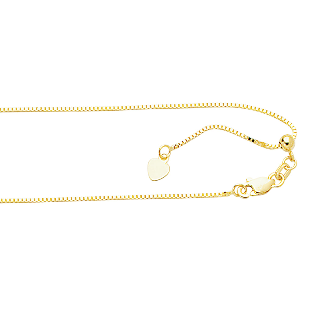 10K Gold 0.79mm Adjustable Box Chain