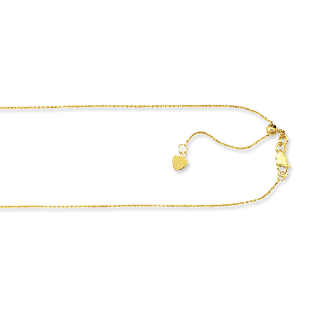 10K Gold 1.1mm Adjustable Cable Chain