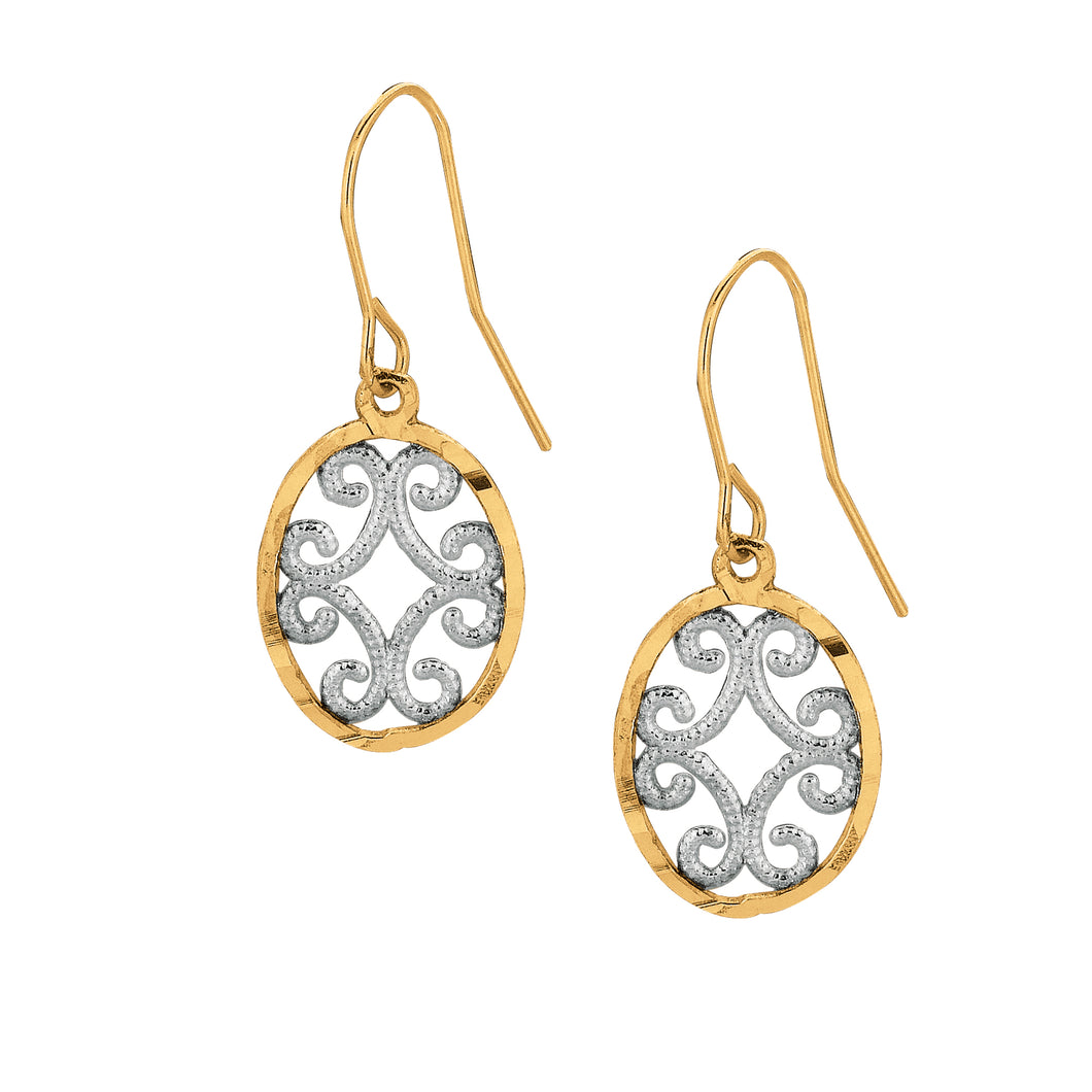 10K Gold Oval Dangle Earring