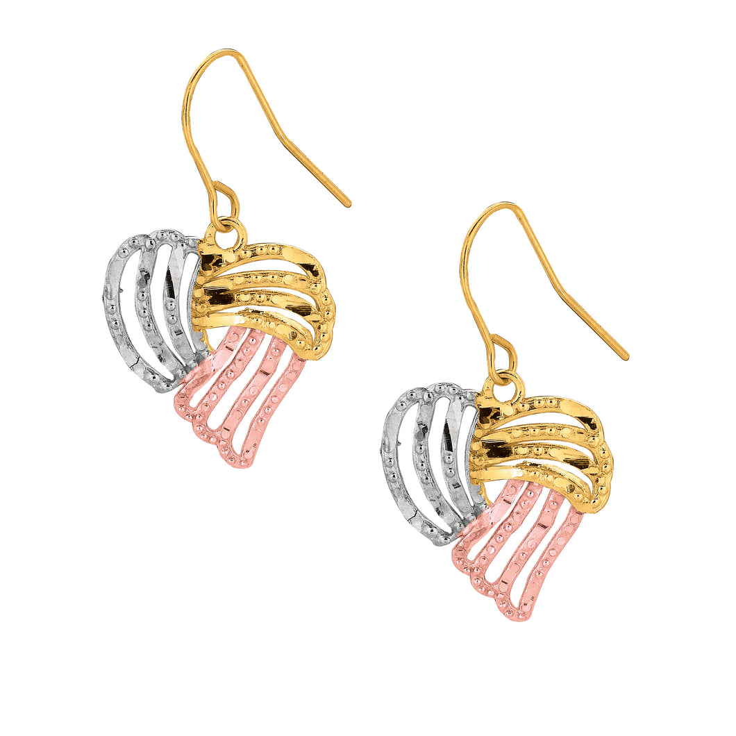 10K Gold Heart Dangle Earring