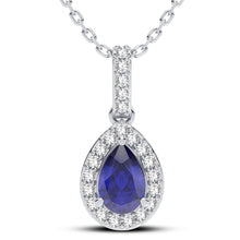 Load image into Gallery viewer, 14K 0.10CT Diamond Sapphire Pendant
