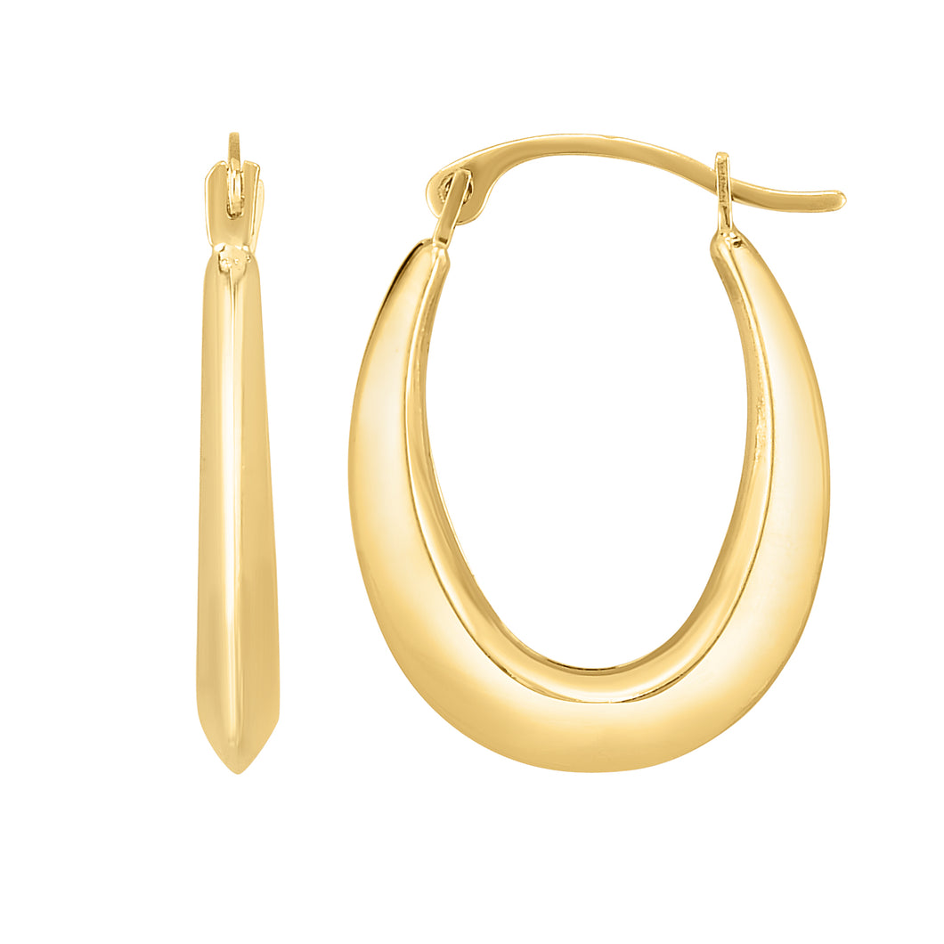 10K Gold Oval Light Weight Hoop