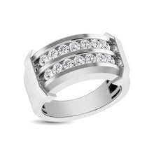 Load image into Gallery viewer, 10K White Gold 1/2 Ctw Round Cut Diamond Mens Wedding Band
