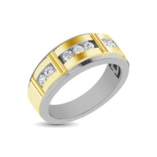 Load image into Gallery viewer, 10K Two Tone 1/10 Ct.Tw. Diamond 7 stone Mens Band
