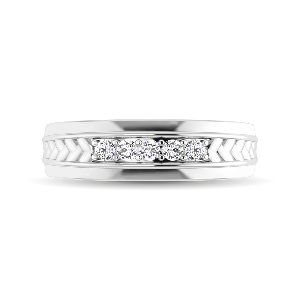 10K White Gold 1/4 Ct.Tw. Diamond Five Stone Mens Band