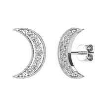 Load image into Gallery viewer, Diamond 1/6 Ct.Tw. Crescent Moon Earrings in 10K White Gold
