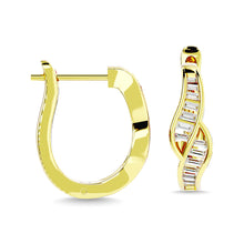 Load image into Gallery viewer, Diamond 1/3 Ct.Tw. Straight Baguette Hoop Earrings in 14K Yellow Gold
