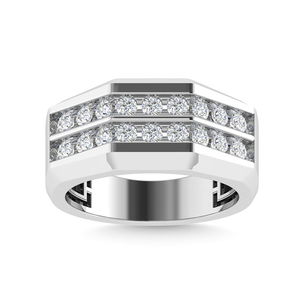 Diamond 1 Ct.Tw.Mens Wedding Band in 10K White Gold