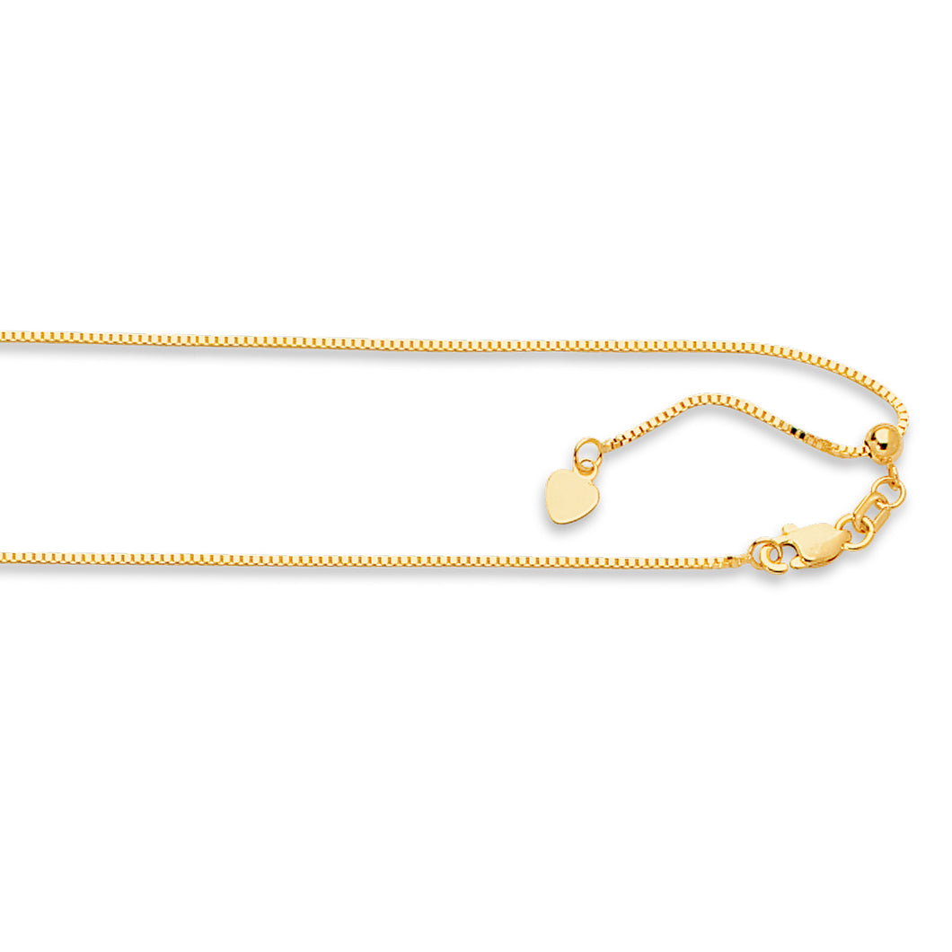 14K Gold 0.79mm Adjustable Box Chain