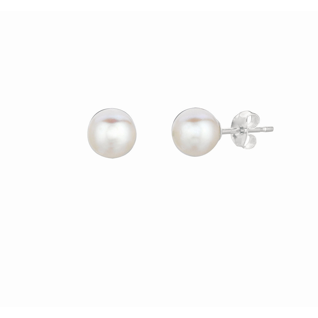 Silver 6MM Freshwater Pearl Earring