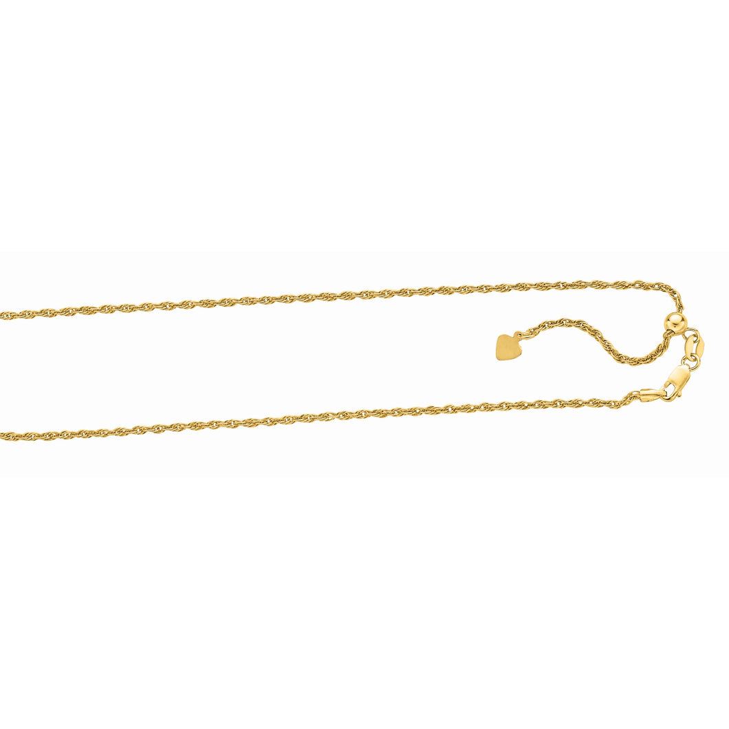 Silver 1.5mm Adjustable Yellow Rope Chain