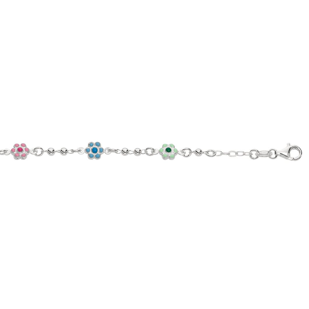Silver Flower Station Bracelet