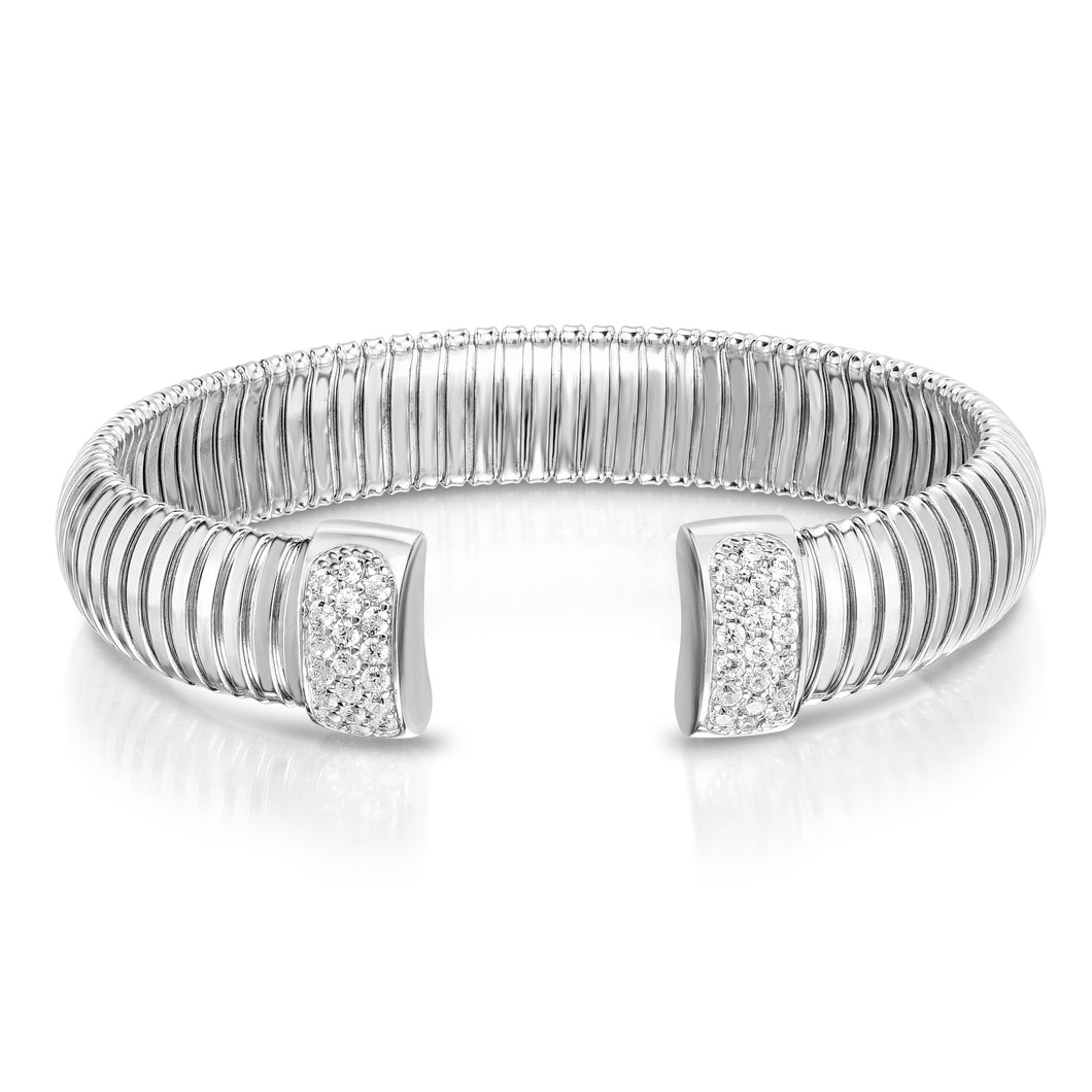 Silver Cavour White CZ Bangle