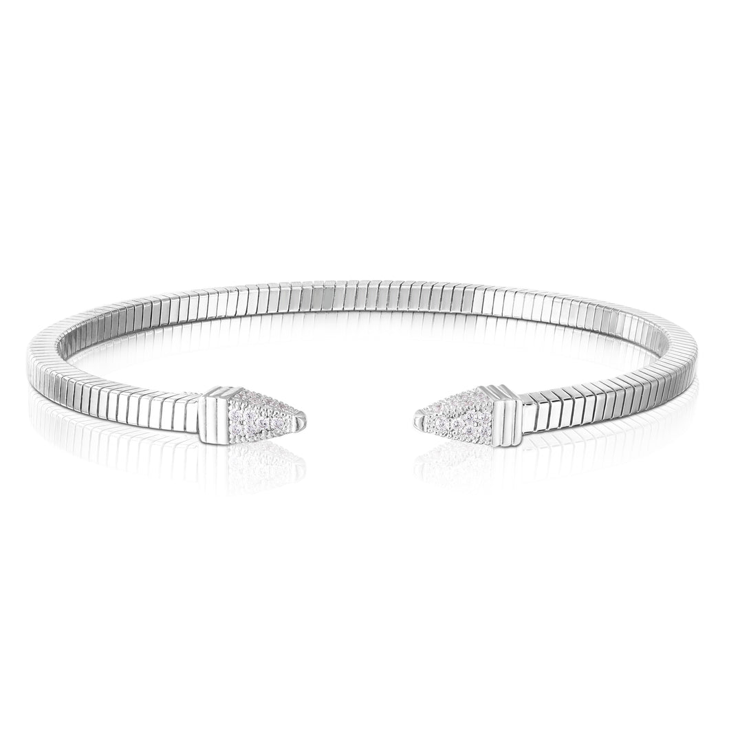 Silver Tubogas Spike White CZ Bracelet