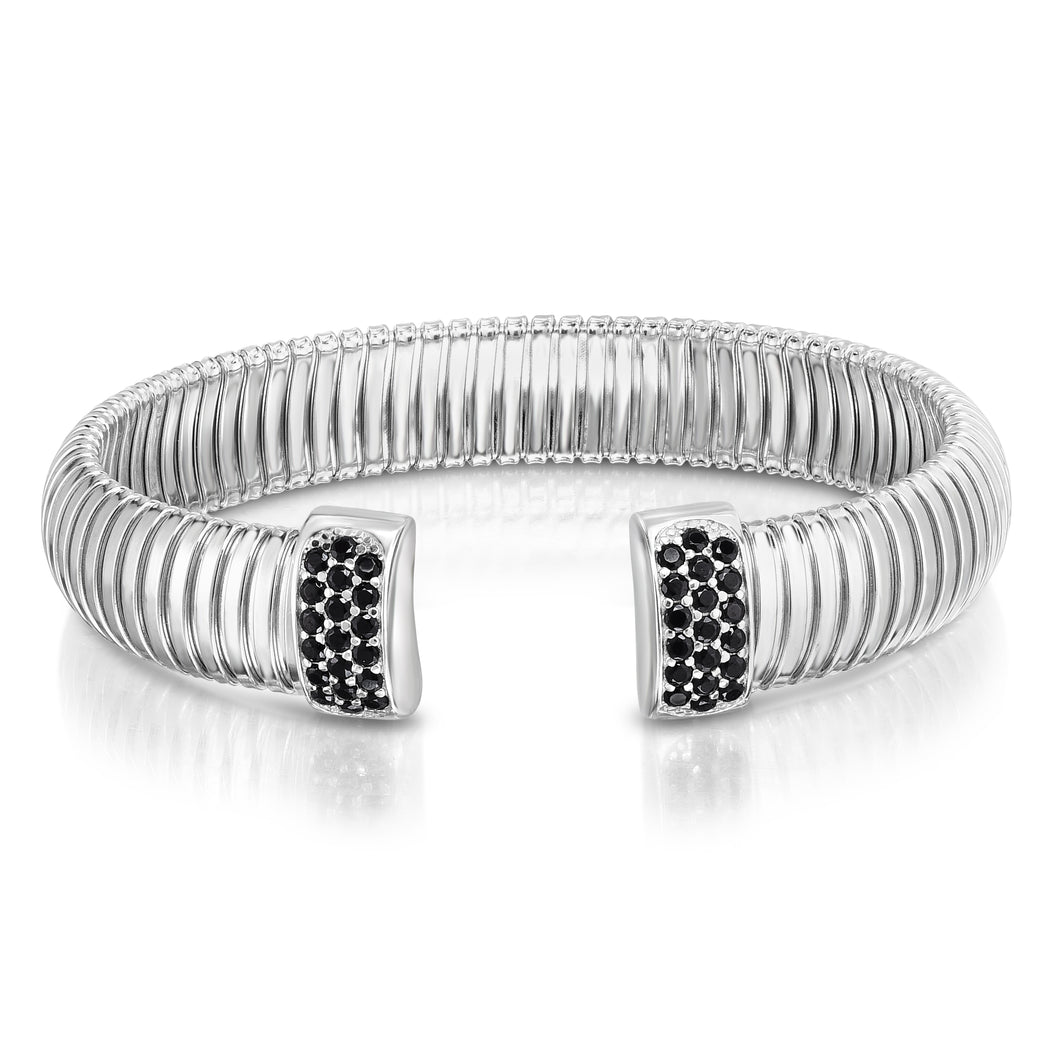 Silver Cavour Black CZ Bangle