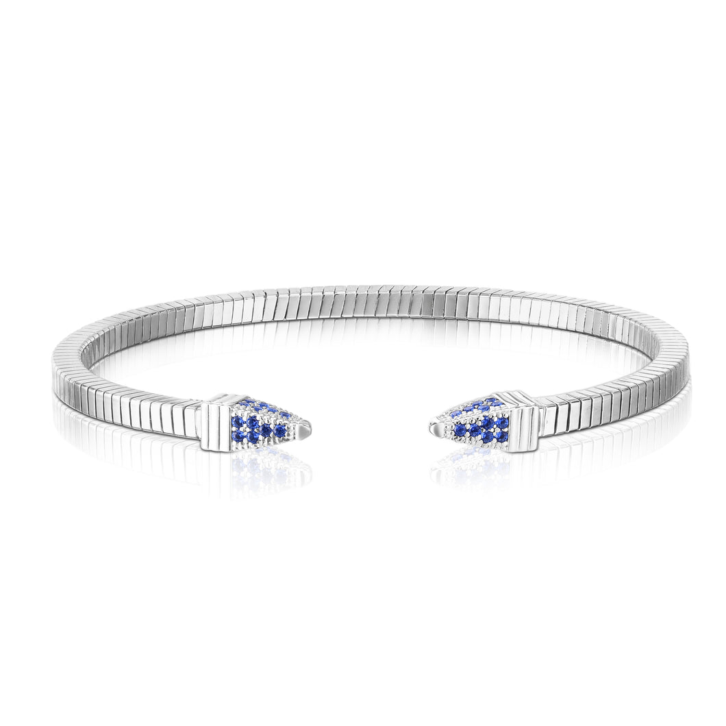 Silver Tubogas Spike Royal Blue CZ Bracelet
