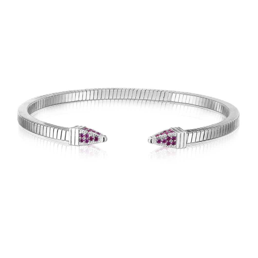 Silver Tubogas Spike Raspberry CZ Bracelet