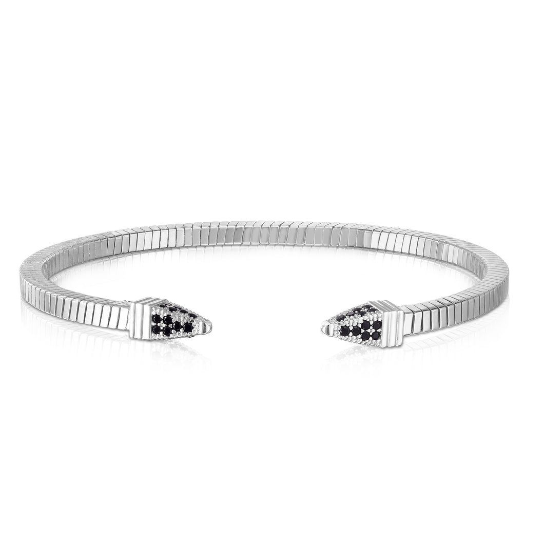 Silver Tubogas Spike Green CZ Bracelet