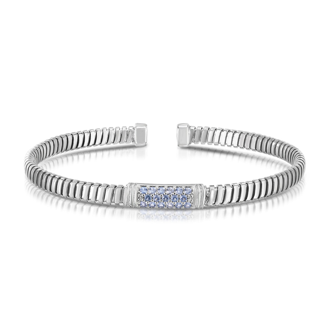 Silver Tubogas Sky Blue CZ Cuff