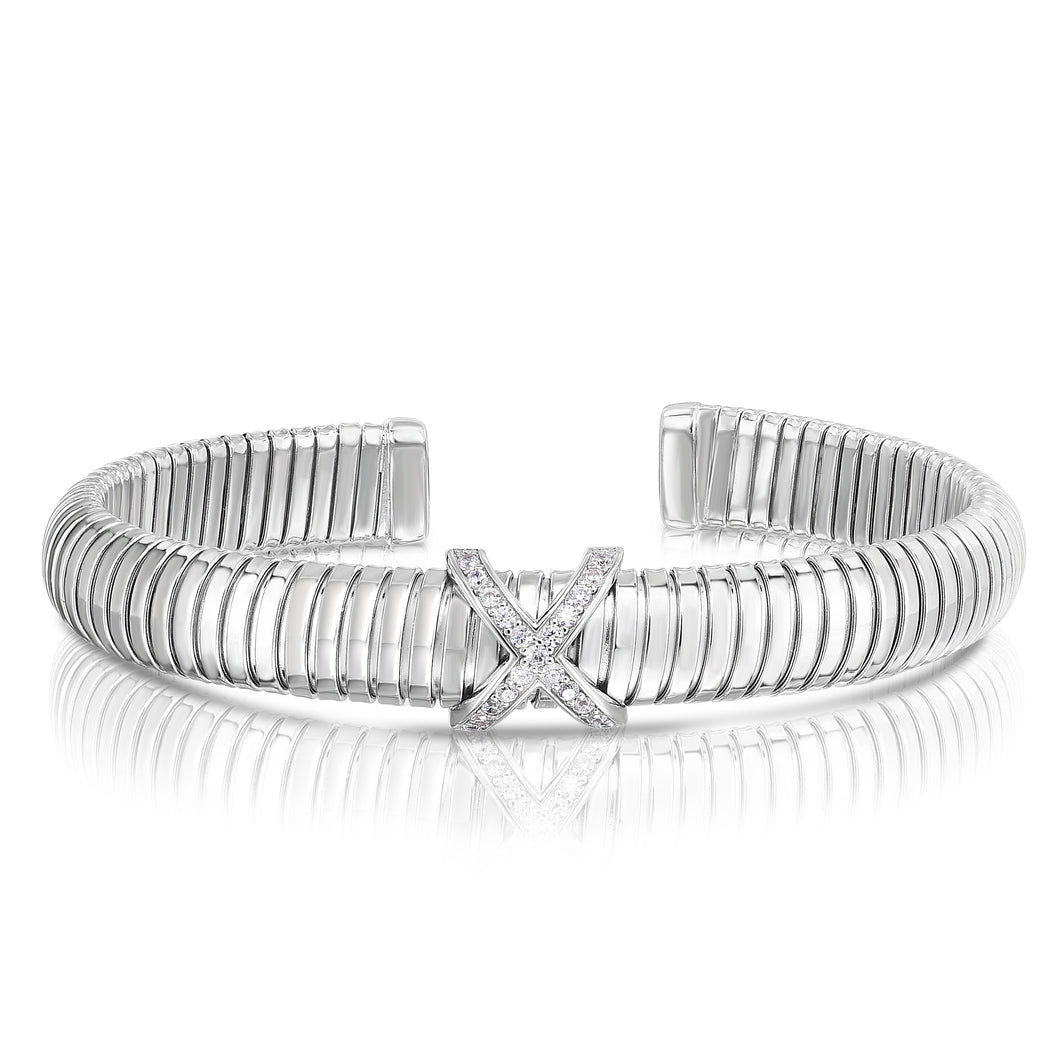 Silver Sacra White CZ Bangle