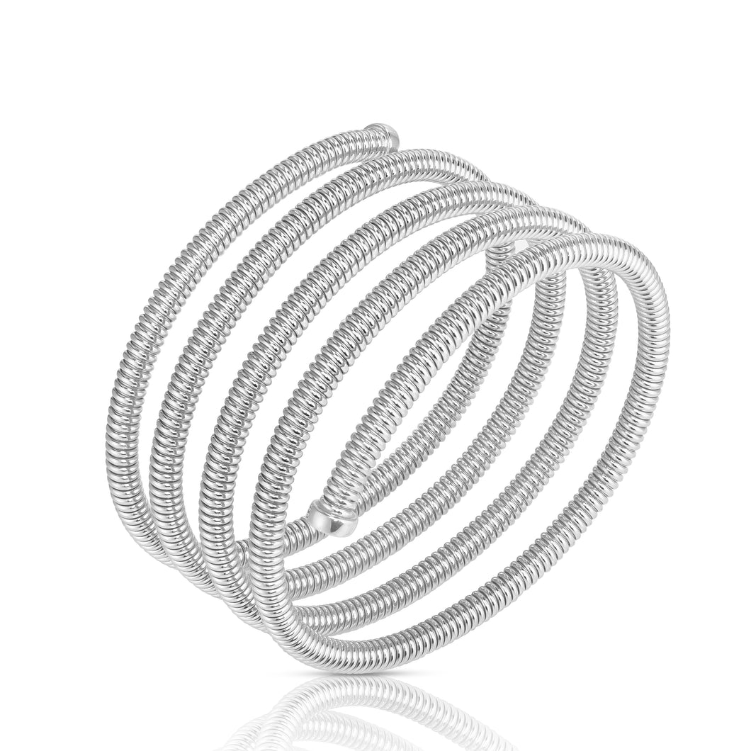 Silver Cinque Fili Tubogas Coil Bracelet
