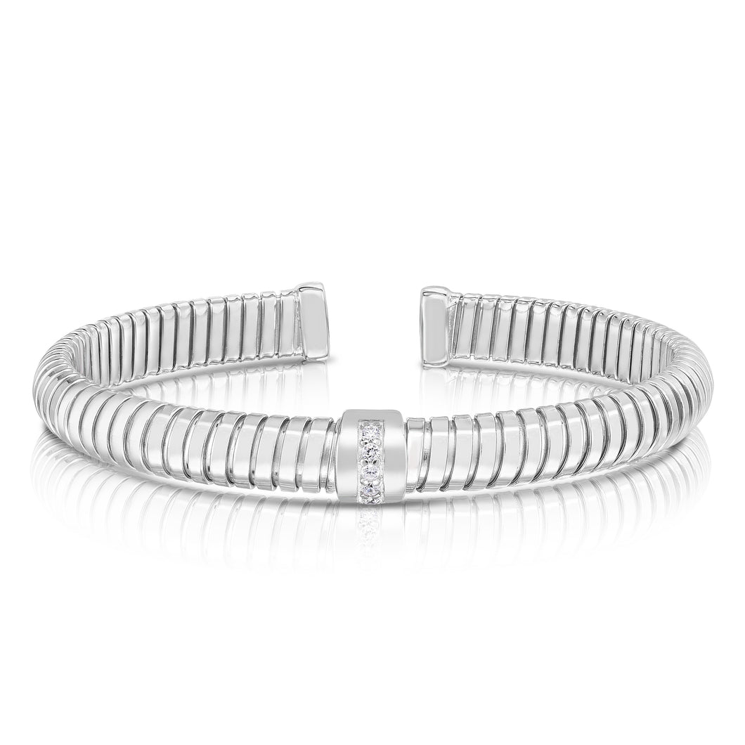 Silver Del Corso White CZ Bangle