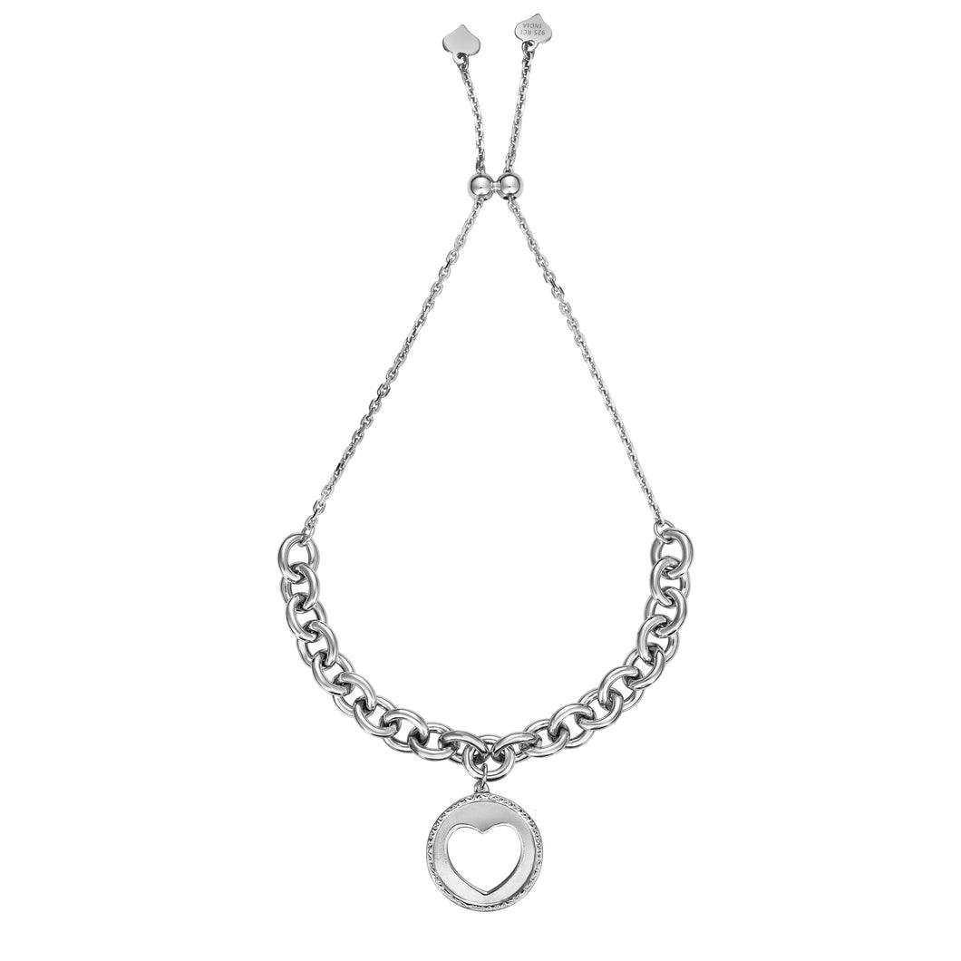 Sterling Silver Heart Dangle Friendship Bracelet