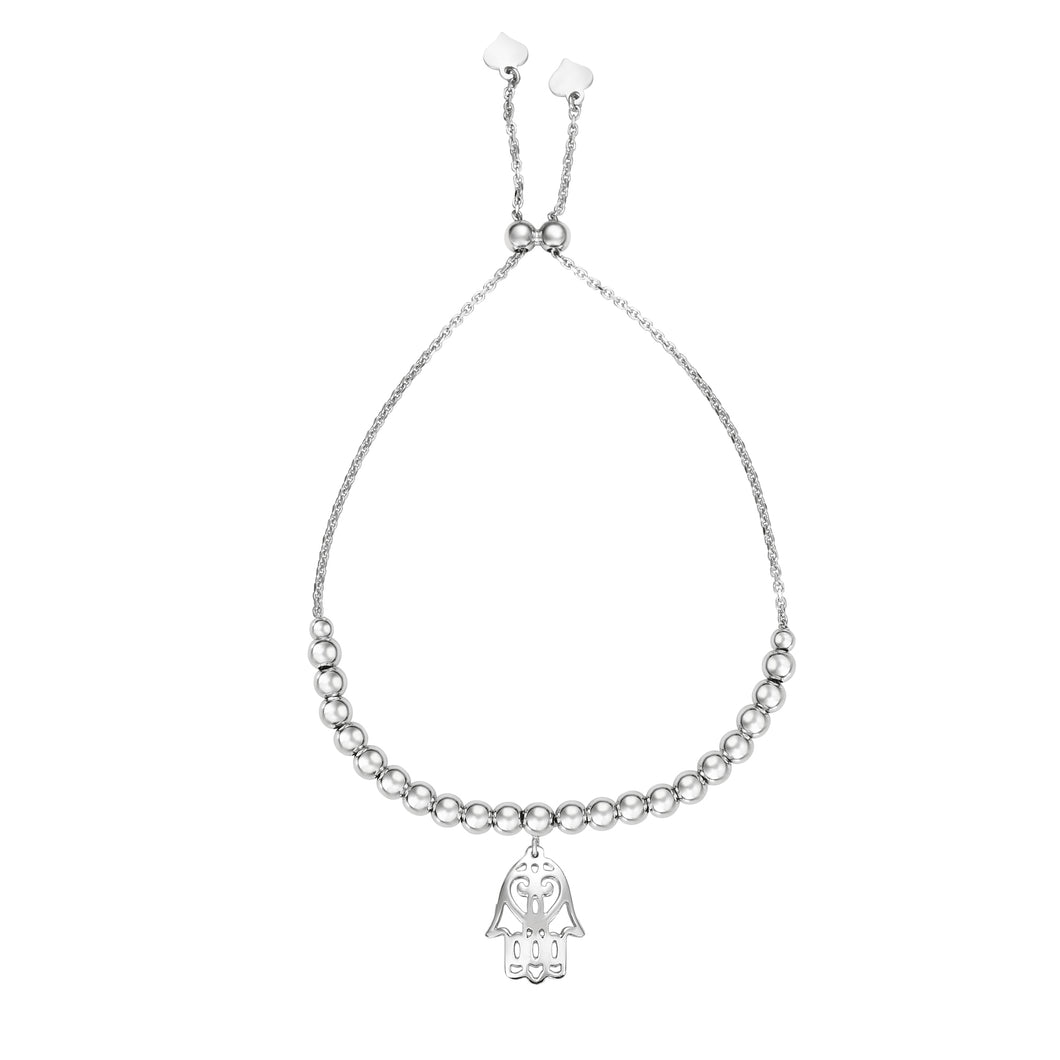 Sterling Silver Hamsa Dangle Friendship Bracelet