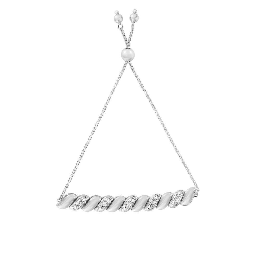 Sterling Silver .08 CT Diamond Friendship Bracelet