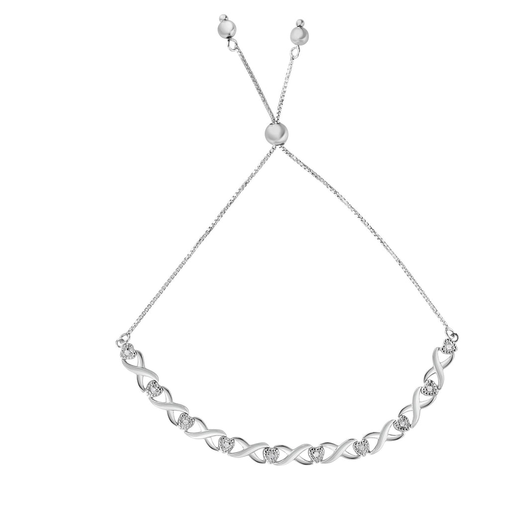 Sterling Silver .09 CT Diamond Friendship Bracelet