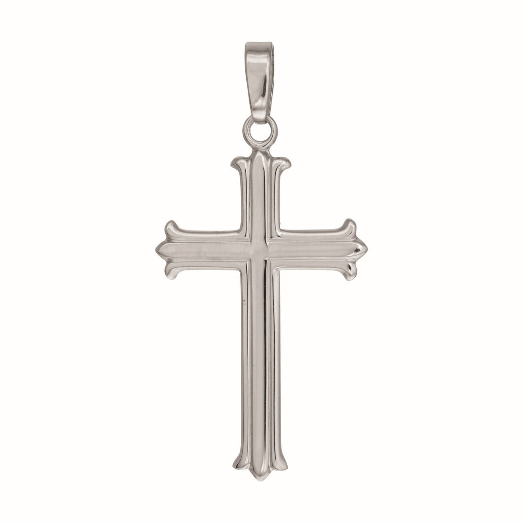Silver Medium Cross with Scalloped Edges