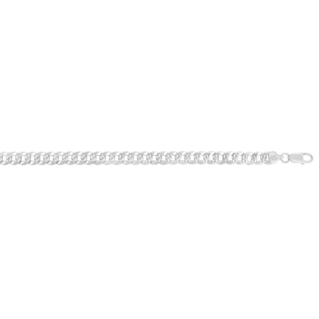 Silver 7.3mm White Pave Curb Chain