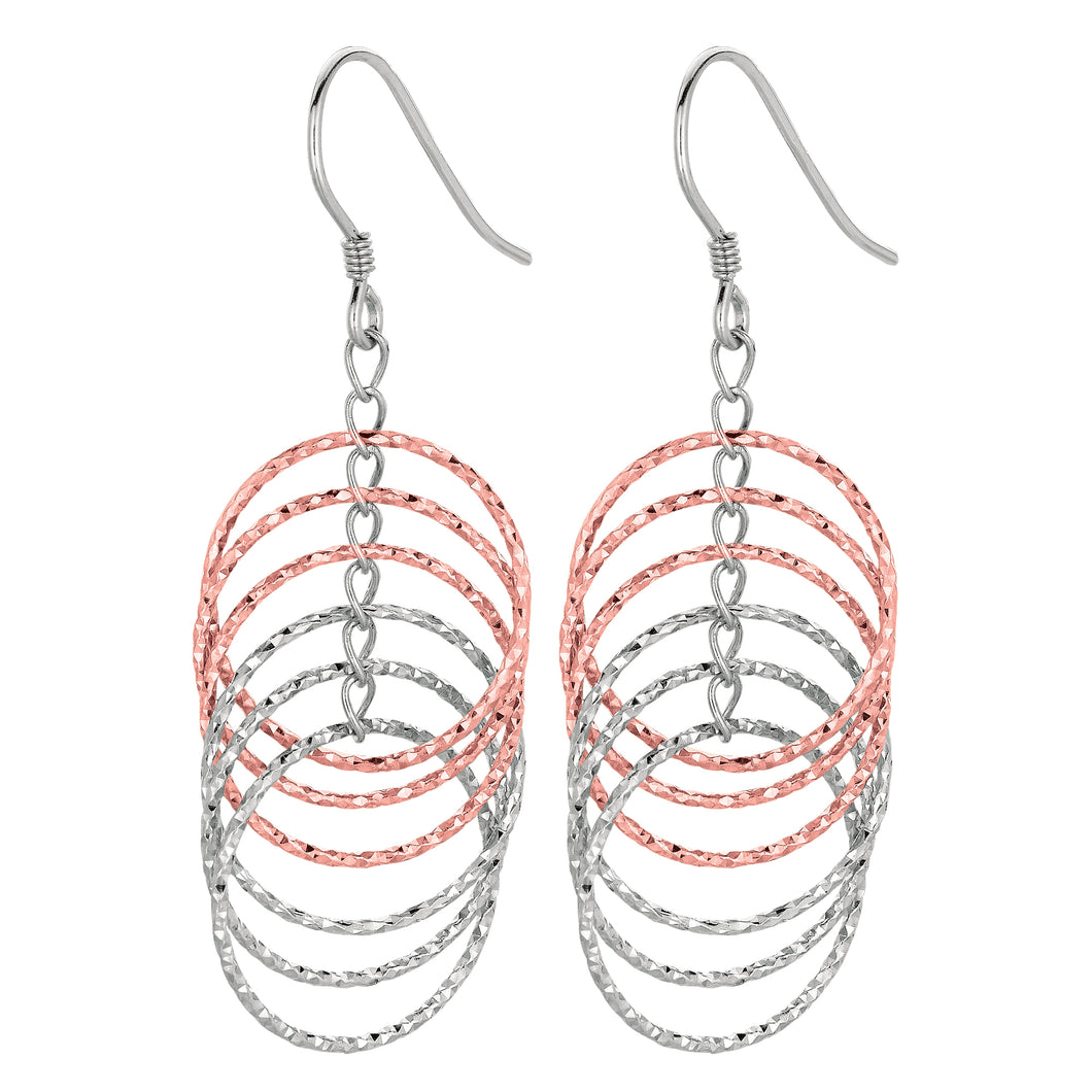 Silver Two-tone Multi Row Circle Earring