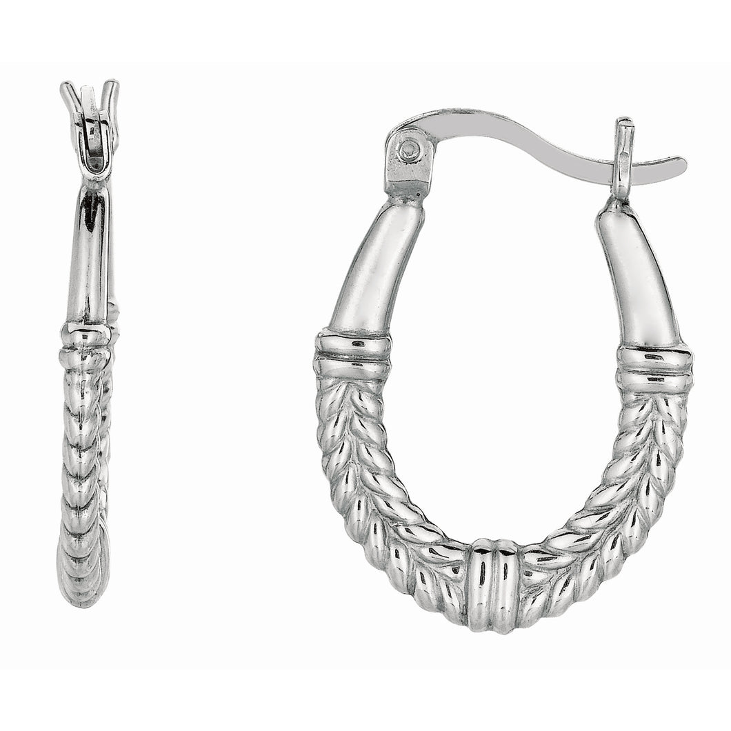 Silver Polished & Diamond Cut Small Hoop Earring