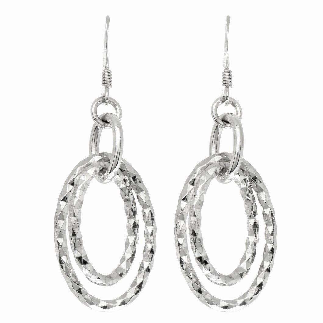 Silver Double Dangle Circle Earring