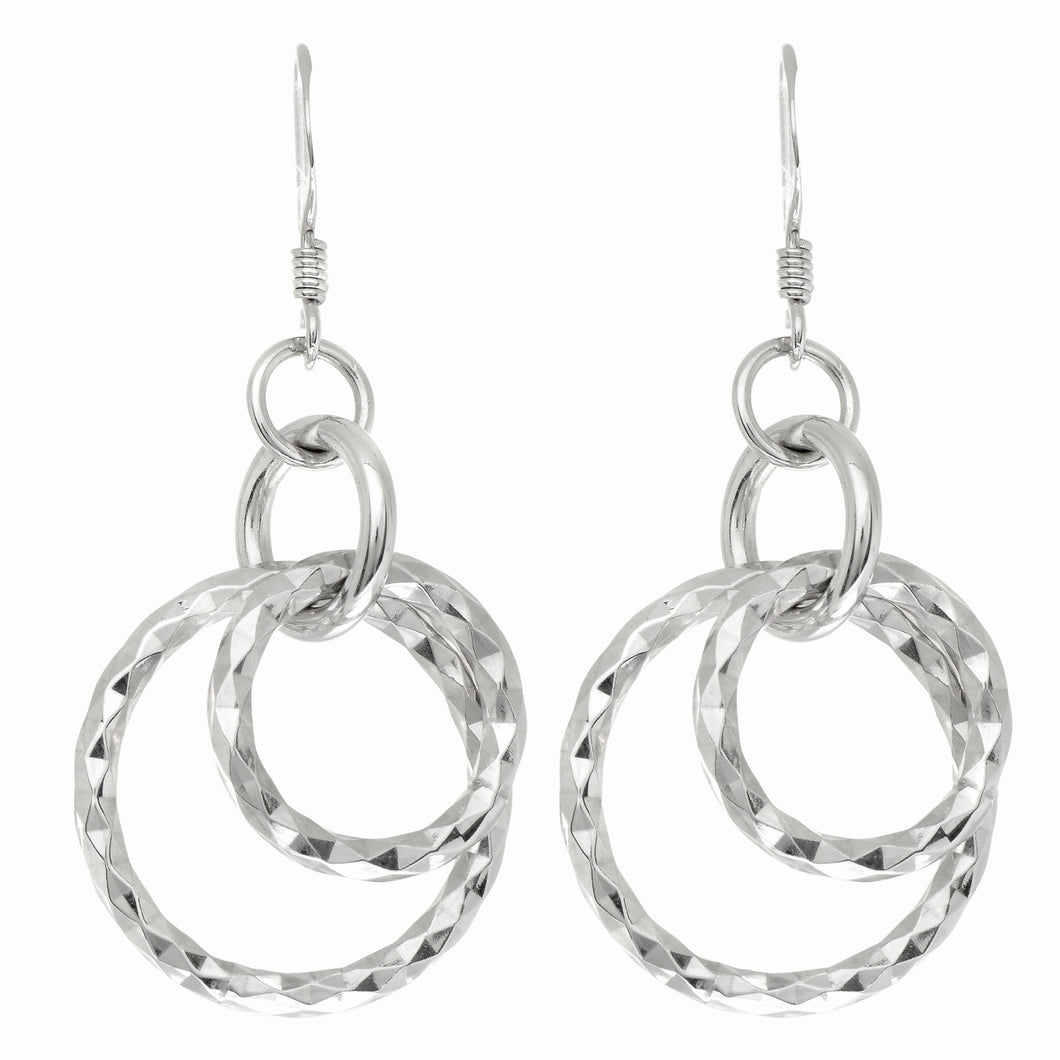 Silver Double Dangle Oval Earring