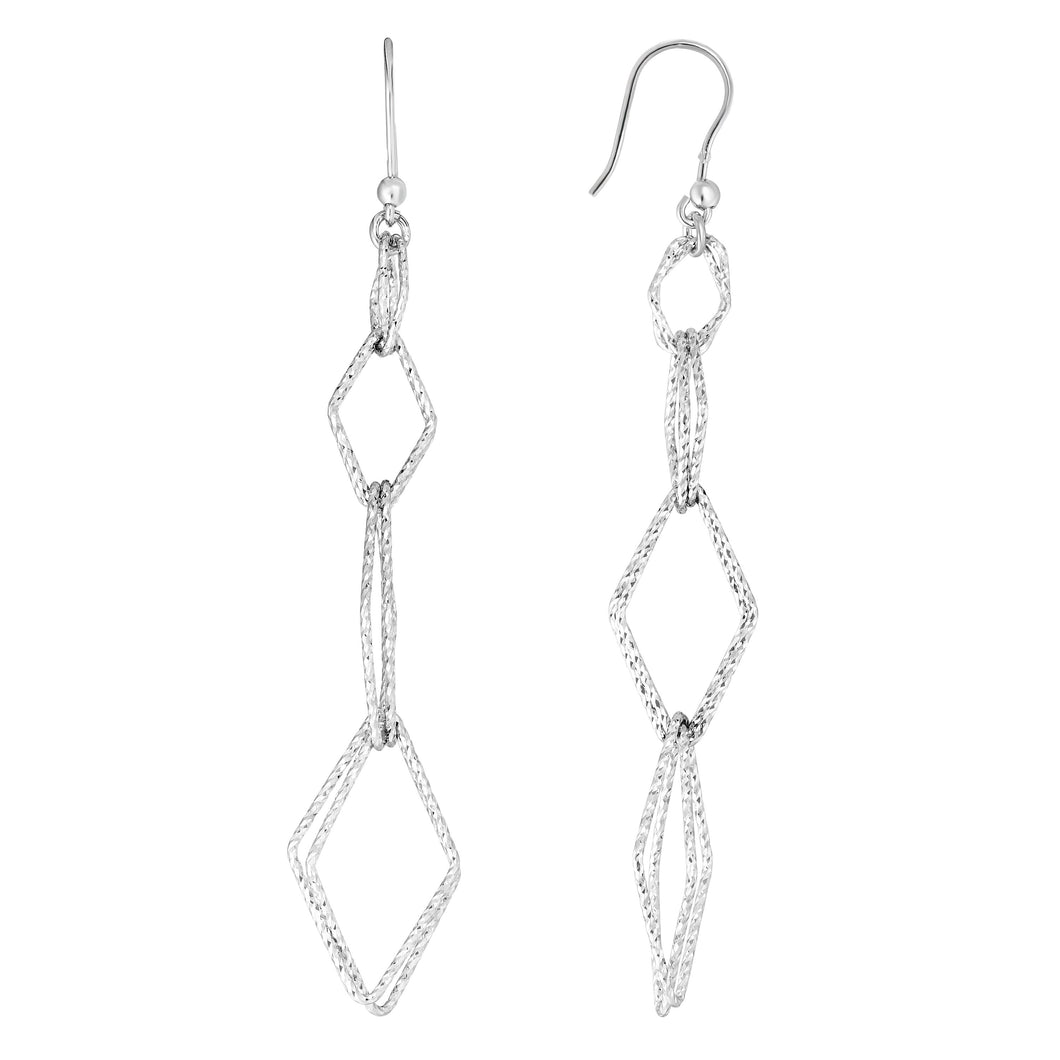 Silver Four Station Diamond Drop Earring