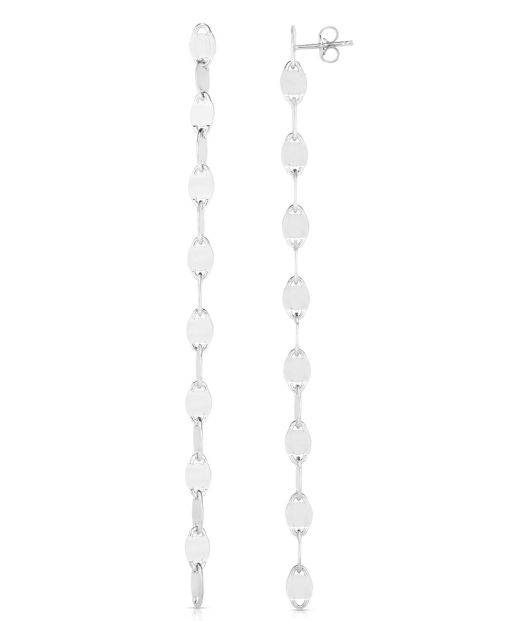 Silver Marina Link Single Strand Shoulder Duster Earring