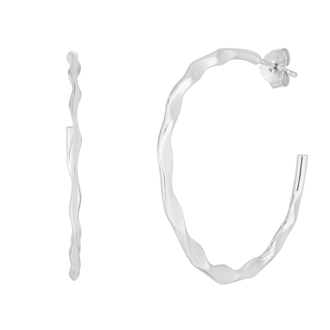 Silver 37mm Twisted C Hoops