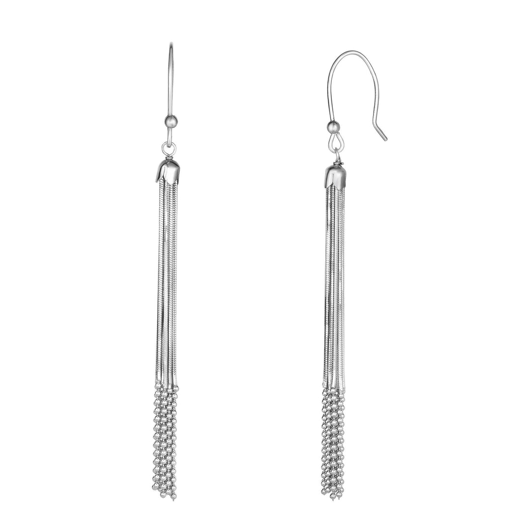 Silver Bead & Snake Chain Earring