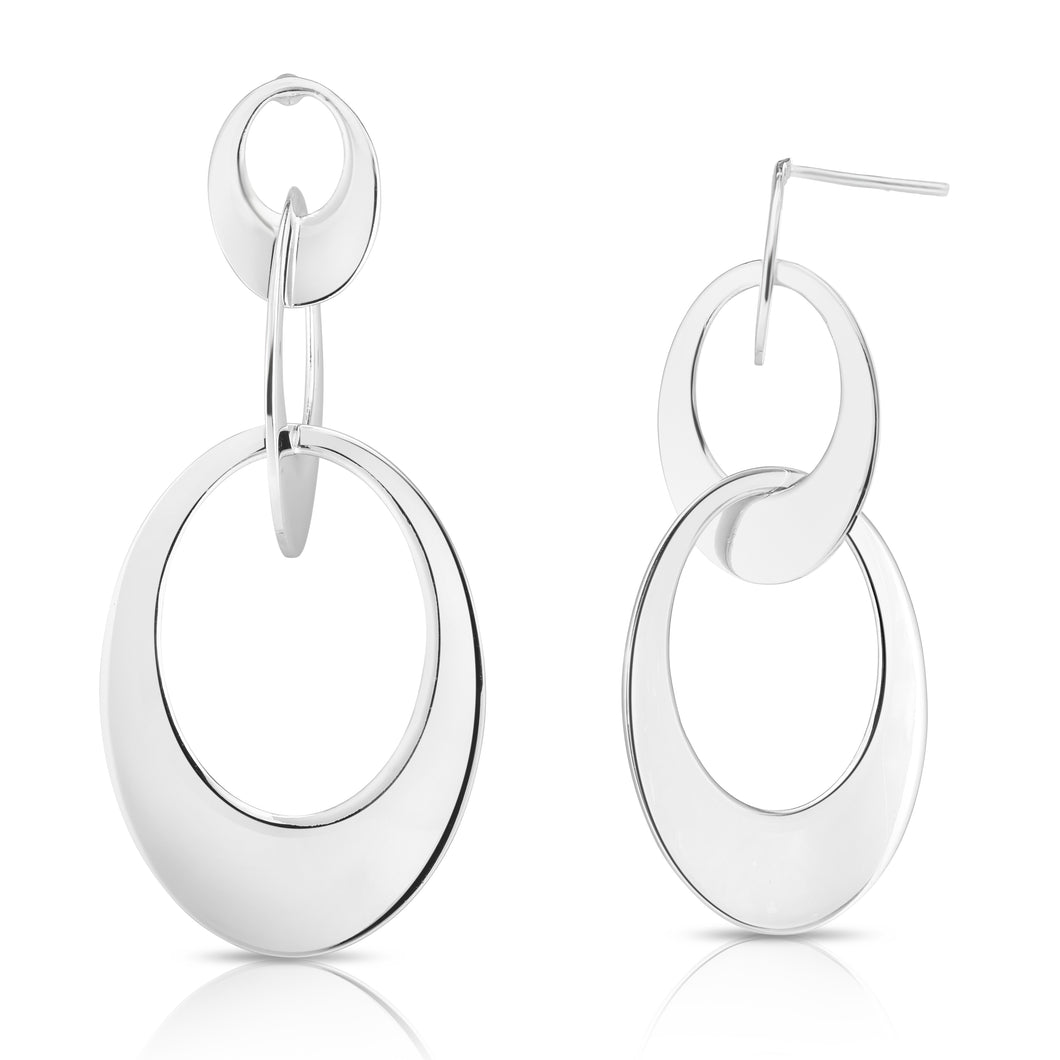 Silver Wide Linked Oval Earring