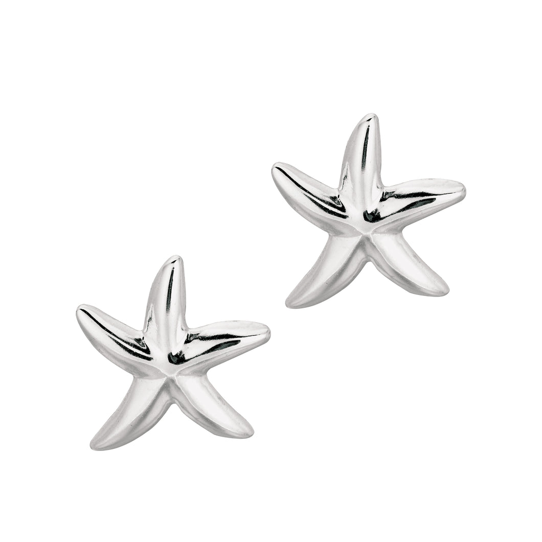 Silver Polished Starfish Stud Earrings