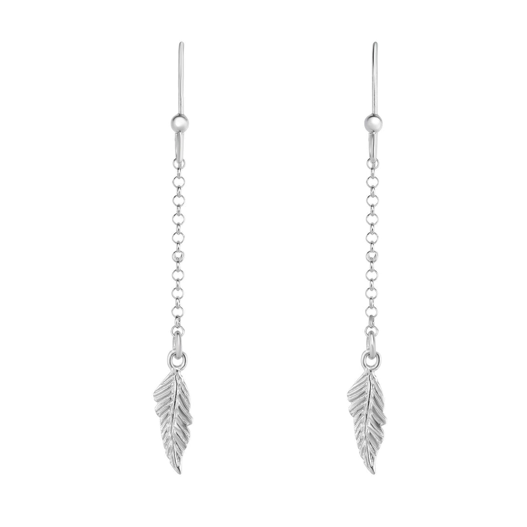 Silver Chain & Leaf Earring